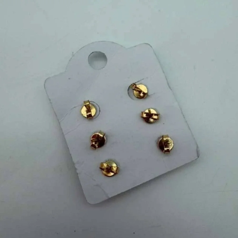 Gold Plated Heart Stud Earrings Set – 3 Pairs Red Enamel‎ Heart Earrings